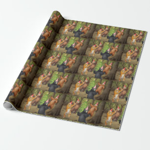 Animal Bear Tiger Christmas Party Wrapping Paper