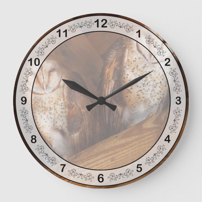 Animal - Bird - A couple of barn owls Large Clock (Front)