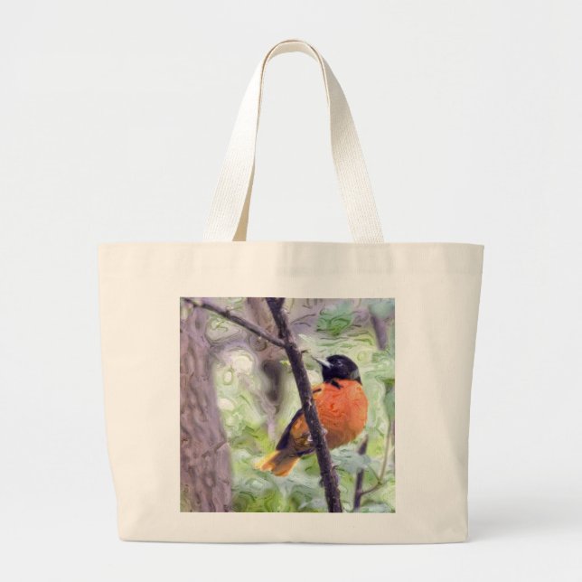 Animal Bird Baltimore Oriole Large Tote Bag (Front)
