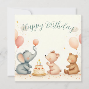 Animal Birthday Joy with Balloons