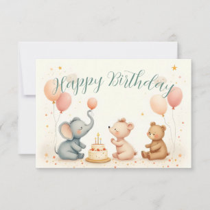 Animal Birthday Joy with Balloons