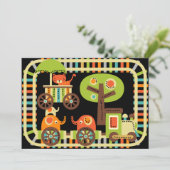 Animal Birthday Train Birthday Invitations | Zazzle