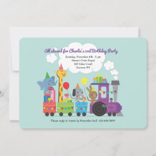 Animal Birthday Train Invitation