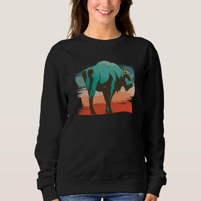Animal Bison Illustration Sweatshirt (Front)
