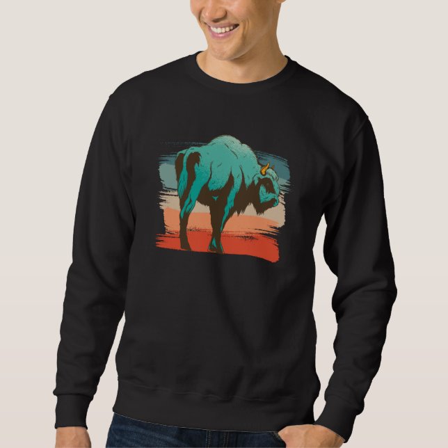 Animal Bison Illustration Sweatshirt (Front)