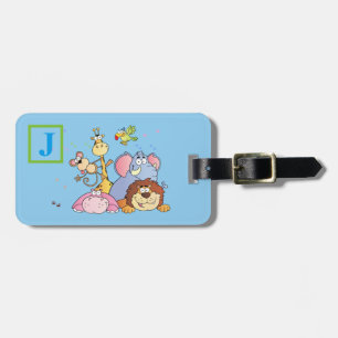 Animal Blue Luggage Tag with Initial