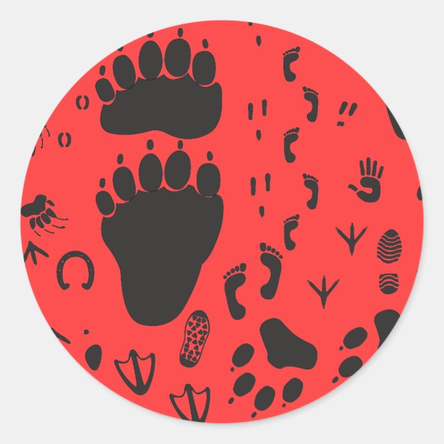 animal box footmark classic round sticker (Front)