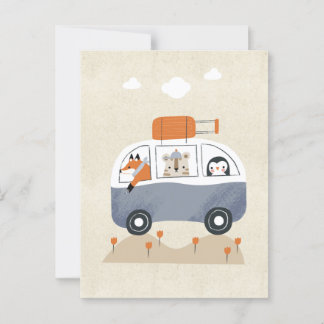 Animal bus postcard