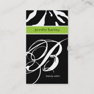 Animal Business Card Zebra Beauty Salon Lime Green