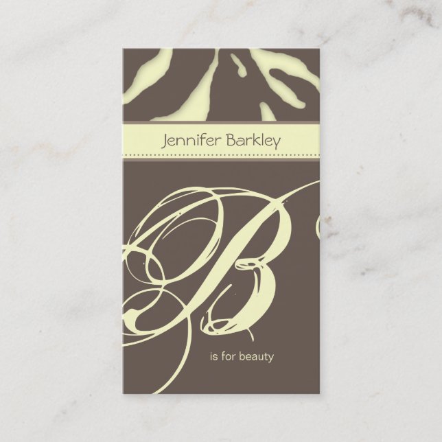 Animal Business Card Zebra Beauty Salon Ylw Taupe (Front)