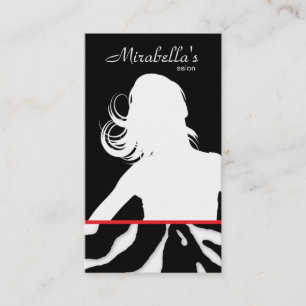 Animal Business Card Zebra Hair Salon Black Red