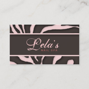 Animal Business Card Zebra Nail Salon Baby Pink