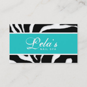 Animal Business Card Zebra Nail Salon Blue Angle