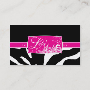 Animal Business Card Zebra Nail Salon Pink