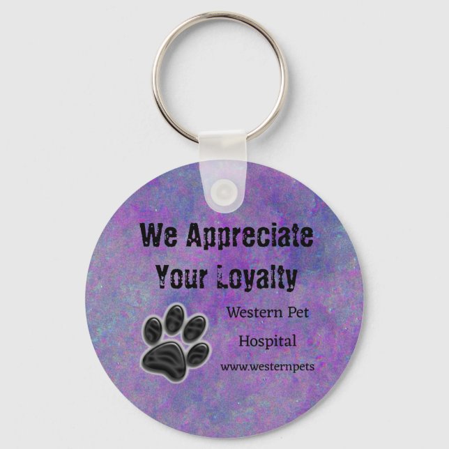 Animal Business Thank You Dog Paw Customer Loyalty Key Ring (Front)