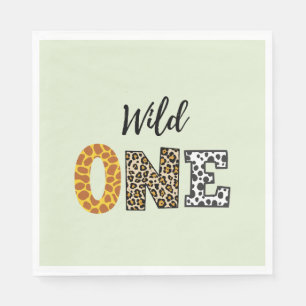 Animal calligraphy green wild one napkin