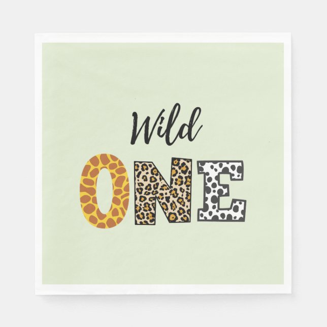 Animal  calligraphy green wild one  napkin (Front)