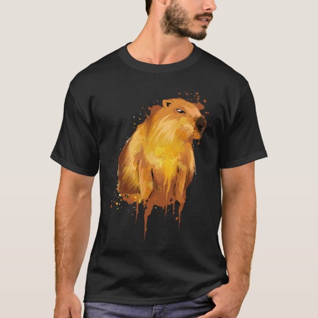 Animal Capybara Water Pig Style Watercolour T-Shirt (Front)