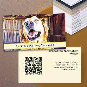 Animal Care Custom Replaceable Dog Photo & QR Code Business Card