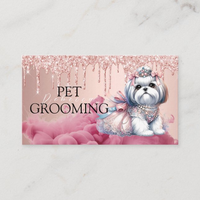 Animal Care Pet Grooming Spa Salon Puppy Business Card (Front)