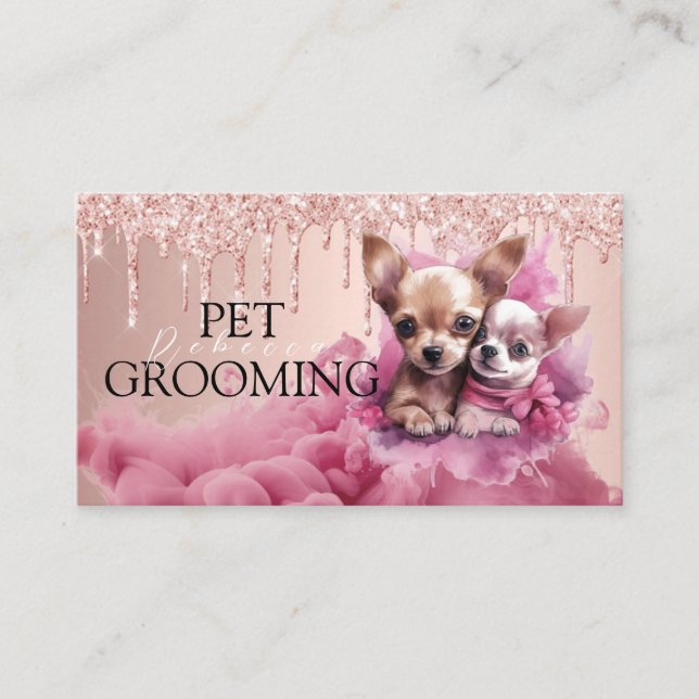 Animal Care Pet Grooming Spa Salon Puppy Business Card (Front)
