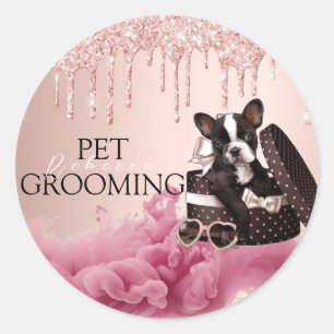 Animal Care Pet Grooming Spa Salon Puppy Classic Round Sticker