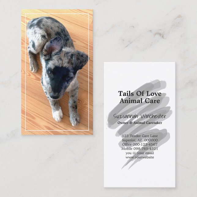 Animal Care Professional Add Your Vertical Photo Business Card (Front/Back)