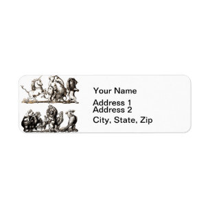 Animal Cartoon Unicorn Elephant Lion Zoo Return Address Label