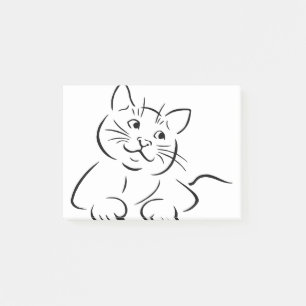 Animal Cat Drawing Feline Kitten Kittie Sketch Post-it Notes