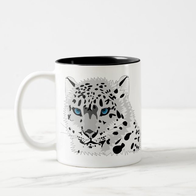 Animal Cat Leopard Snow Leopard Wild Cat Two-Tone Coffee Mug (Left)
