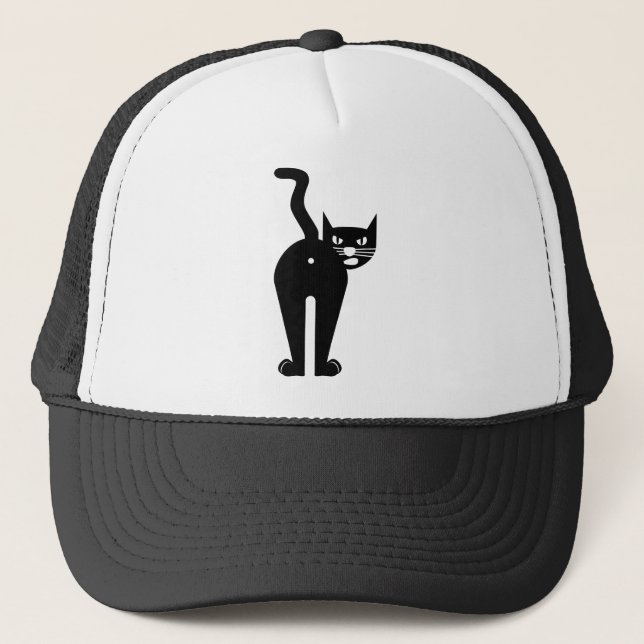 Animal Cat Mammal Silhouette Trucker Hat (Front)