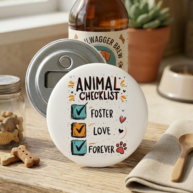 Animal Checklist Foster Love Forever Cat Dad Bottle Opener (Animal rescue bottle opener)