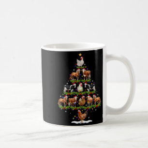 Animal Christmas Tree Lights Chicken Cow Goat Farm Coffee Mug