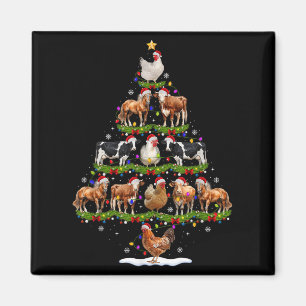 Animal Christmas Tree Lights Chicken Cow Goat Farm Magnet