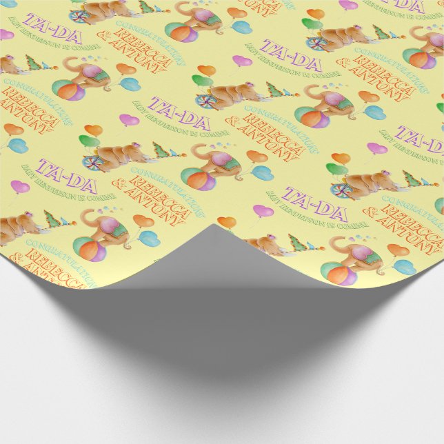 Animal circus art custom baby shower wrap wrapping paper (Corner)