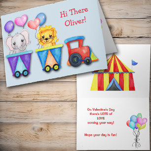 Animal Circus Toddler Personalized Valentine Holiday Card