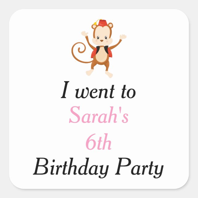 Animal Circus Train Kids Birthday 'I went to' Square Sticker (Front)