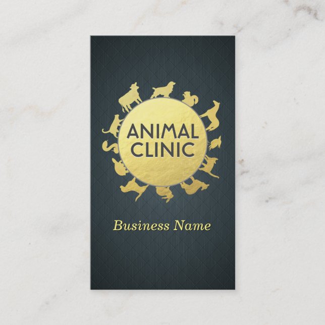 Animal Clinic Hospital Pet Care Sitter Gold Animal Appointment Card (Front)