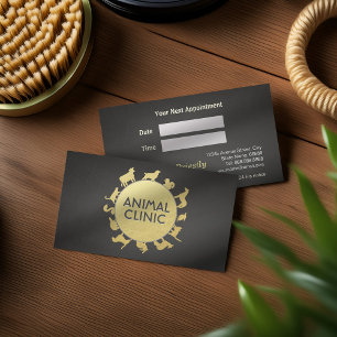 Animal Clinic Hospital Pet Care Sitter Gold Animal Appointment Card