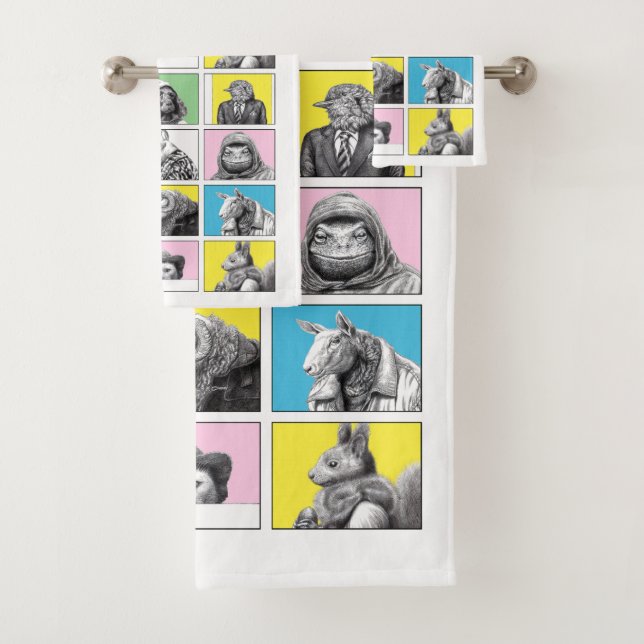 Animal Collection Vol.1 Towel Set White #01 (Insitu)