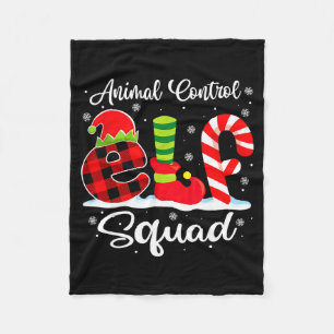 Animal Control Elf Squad Christmas Officer Matchin Fleece Blanket