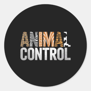Animal Control Funny Zoo Matching Halloween Classic Round Sticker