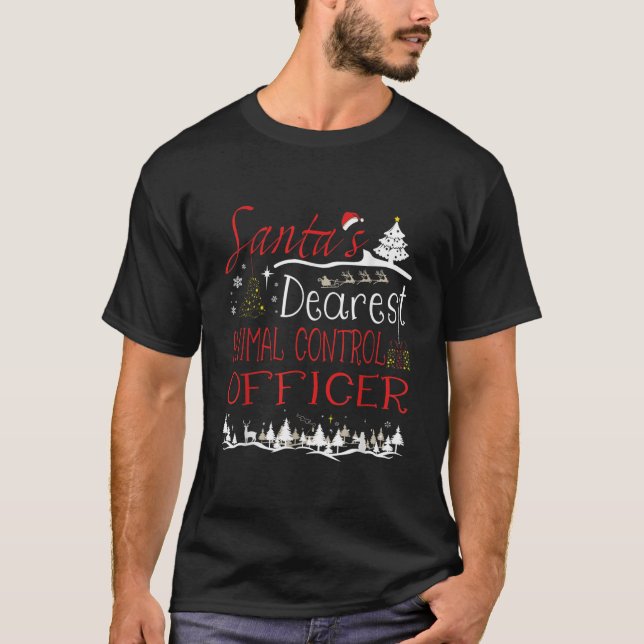 Animal Control Officer Xmas Job Cute Christmas  T-Shirt (Front)