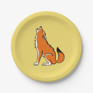 Animal! Cool Red WOLF -Wildlife -Yellow Paper Plate