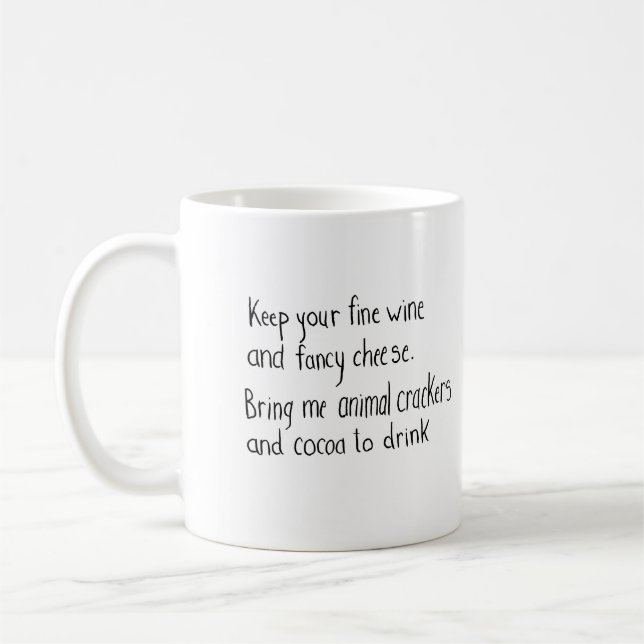 Animal Crackers and Cocoa to Drink Poem Quote Mug (Left)