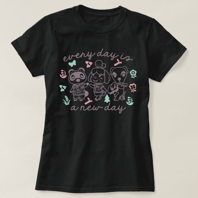 Animal Crossing Every Day Is A New Day Group Poste T-Shirt (Design Front)
