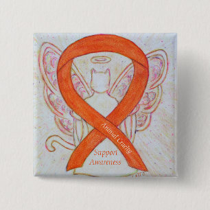 Animal Cruelty Orange Awareness Ribbon Angel Pin