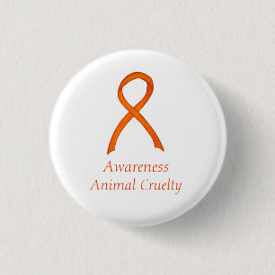 Animal Cruelty Orange Awareness Ribbon Custom Pin
