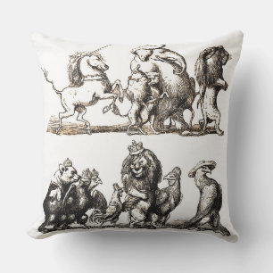 Animal Cute Art Unicorn Elephant Lion Zoo Cushion