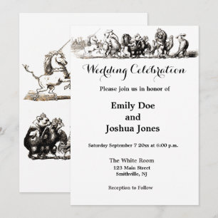 Animal Cute Art Unicorn Elephant Lion Zoo Invitation